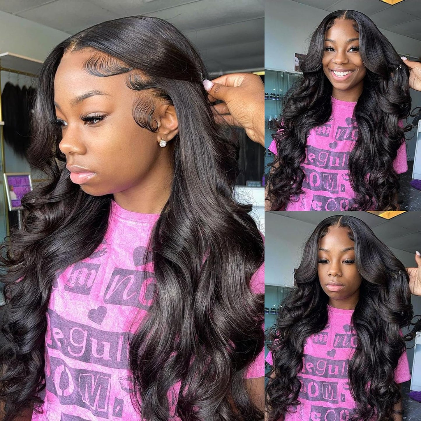 Body Wave 13X4 HD Lace Front Human Hair Wig - 16 Inch Natural Black, 180 Density Glueless Design with Pre-Plucked Hairline and Baby Hair for Women