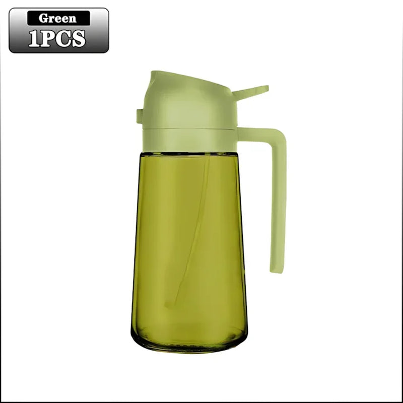 2-in-1 Dark Glass Olive Oil Dispenser and Sprayer - Lightproof Oil Sprayer for Cooking, Salads, and Barbecues
