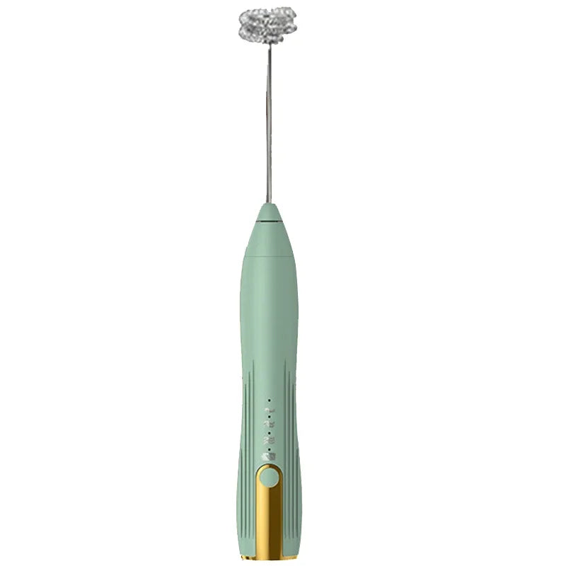 USB Rechargeable Electric Milk Frother with 3 Speed Settings for Coffee, Cappuccino, and Cream Foam Mixing