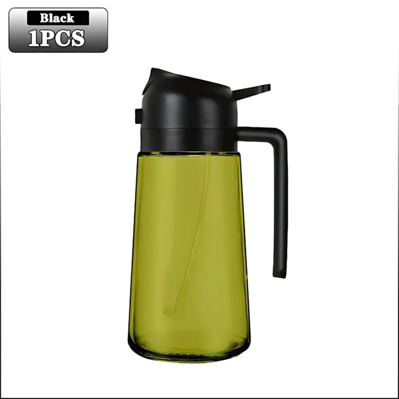 2-in-1 Dark Glass Olive Oil Dispenser and Sprayer - Lightproof Oil Sprayer for Cooking, Salads, and Barbecues