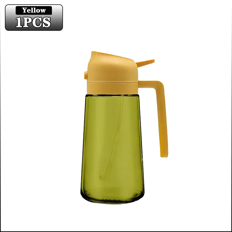 2-in-1 Dark Glass Olive Oil Dispenser and Sprayer - Lightproof Oil Sprayer for Cooking, Salads, and Barbecues