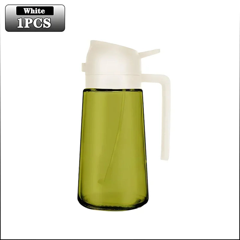 2-in-1 Dark Glass Olive Oil Dispenser and Sprayer - Lightproof Oil Sprayer for Cooking, Salads, and Barbecues