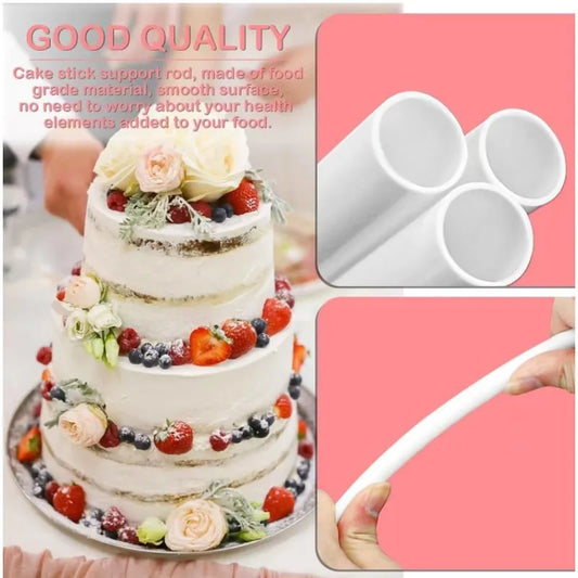 10/30/50PCS White Cake Dowel Rods – Strong Plastic Support Straws for Tiered Cakes