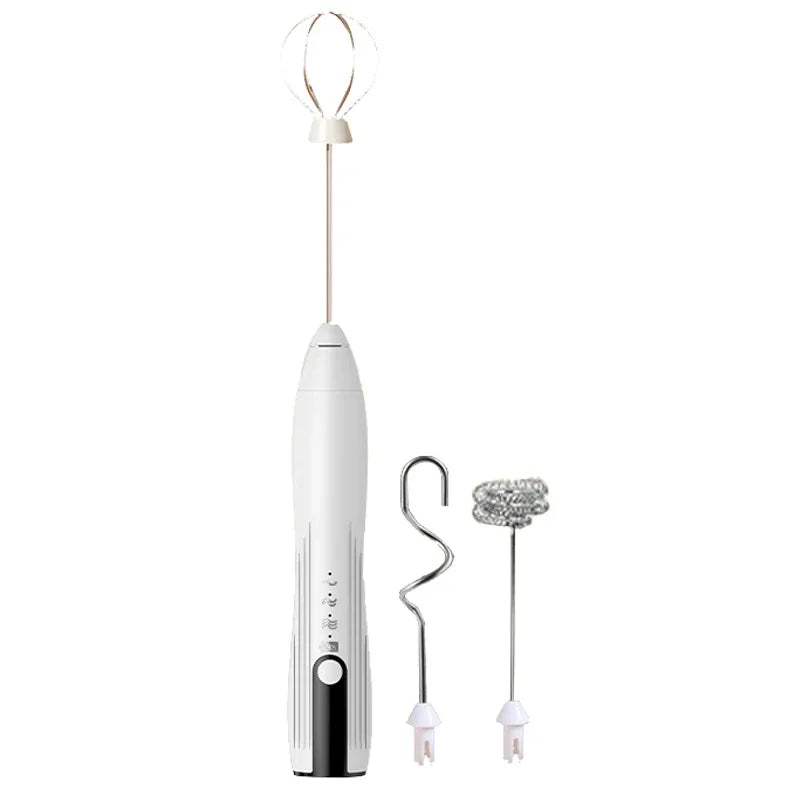 USB Rechargeable Electric Milk Frother with 3 Speed Settings for Coffee, Cappuccino, and Cream Foam Mixing