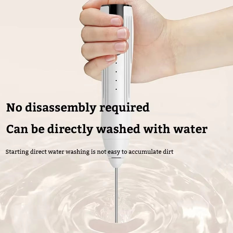 USB Rechargeable Electric Milk Frother with 3 Speed Settings for Coffee, Cappuccino, and Cream Foam Mixing