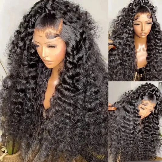 250 Density Deep Wave Lace Front Wig - 13X6 HD Lace Frontal, 4X4 & 13X4 Curly Human Hair Wigs for Women, 360 Pre-Plucked Lace Wig