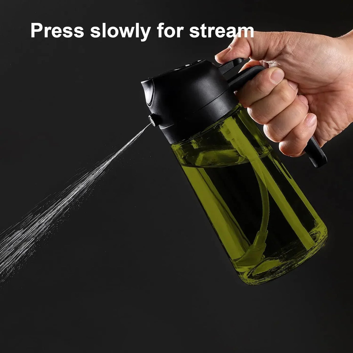 2-in-1 Dark Glass Olive Oil Dispenser and Sprayer - Lightproof Oil Sprayer for Cooking, Salads, and Barbecues