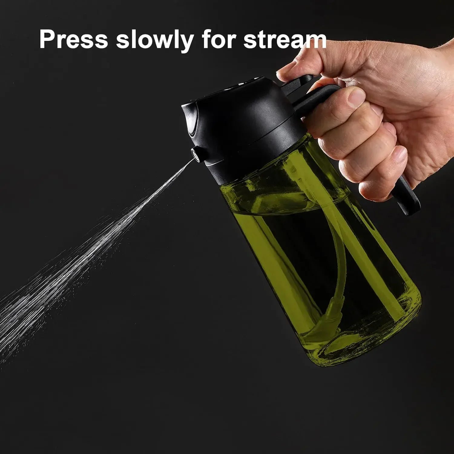 2-in-1 Dark Glass Olive Oil Dispenser and Sprayer - Lightproof Oil Sprayer for Cooking, Salads, and Barbecues